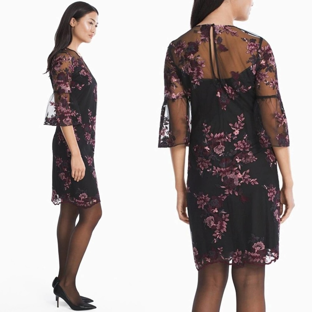 White House Black Market Black Embroidered Dress
